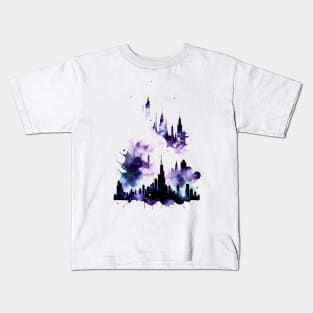 Abstract Watercolor Cosmic City Kids T-Shirt